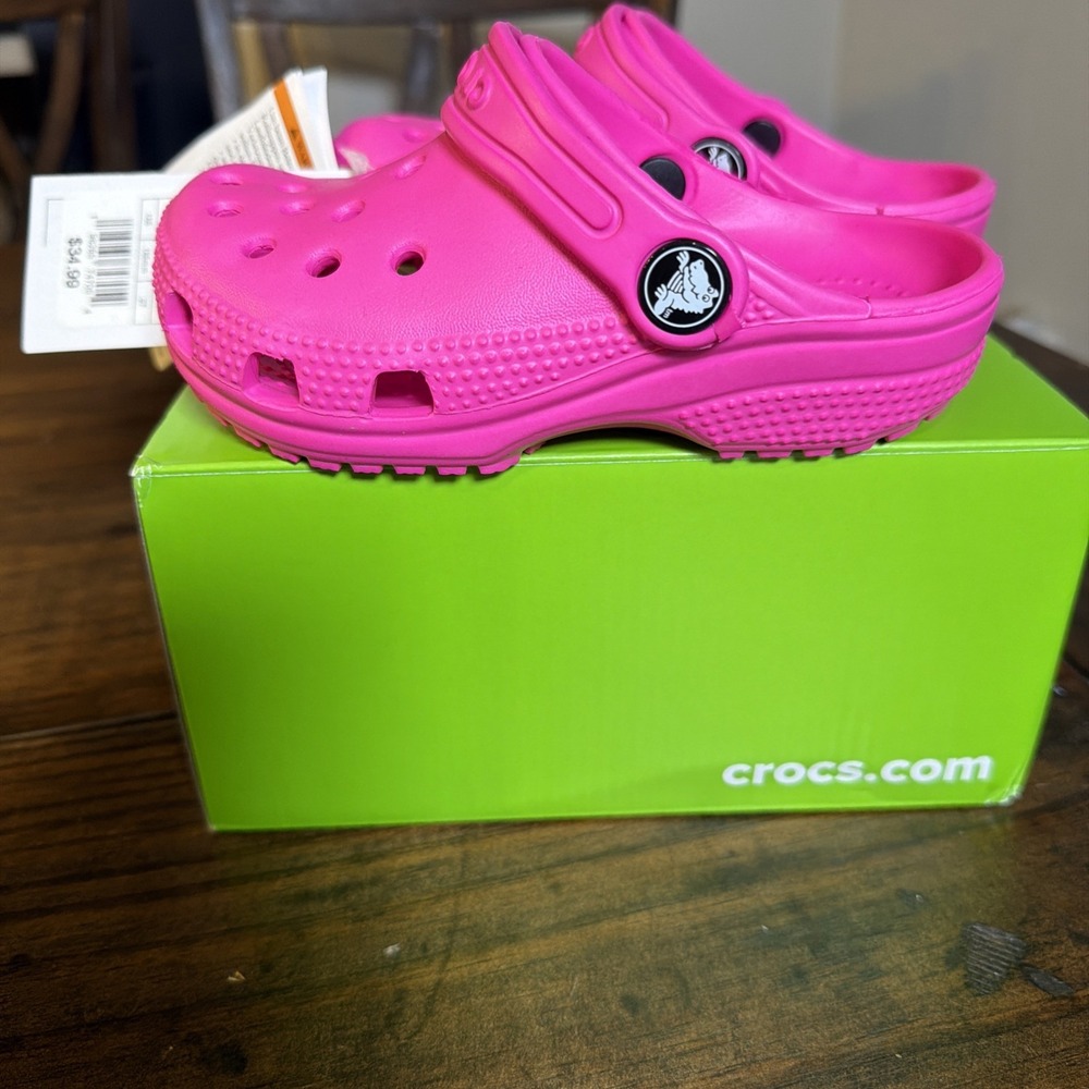 Crocs Classic Clog T Pink Crush Kids C9 206990-6TW New With Box